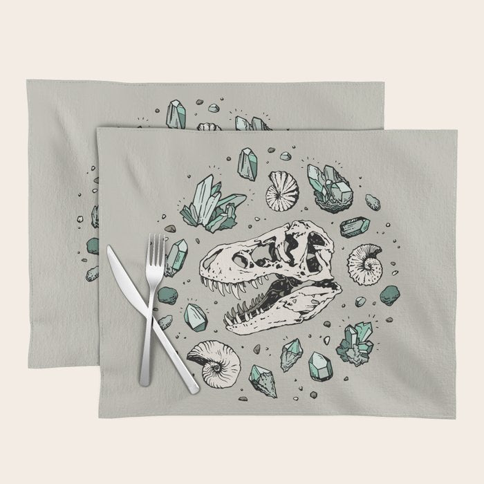 Geo-rex Vortex | Aquamarine | Dinosaur Skull Fossil Art Placemat Gallery Image 1