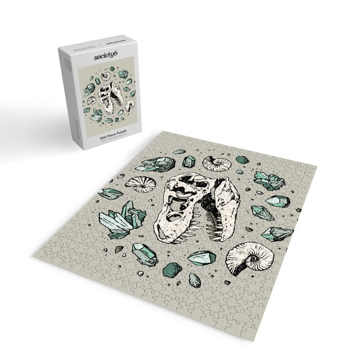 Geo-rex Vortex | Aquamarine | Dinosaur Skull Fossil Art Jigsaw Puzzle Gallery Image 2