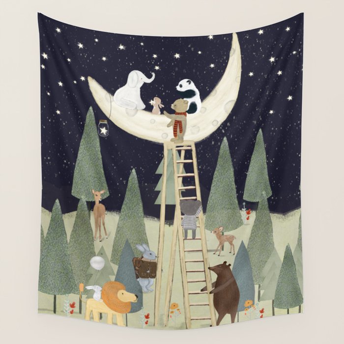 the moon forest Wall Tapestry Gallery Image 4