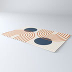 Mid Century Modern Geometric 195 in Navy Blue Orange Rug Gallery Image 3