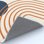 Mid Century Modern Geometric 195 in Navy Blue Orange Rug Gallery Image 4