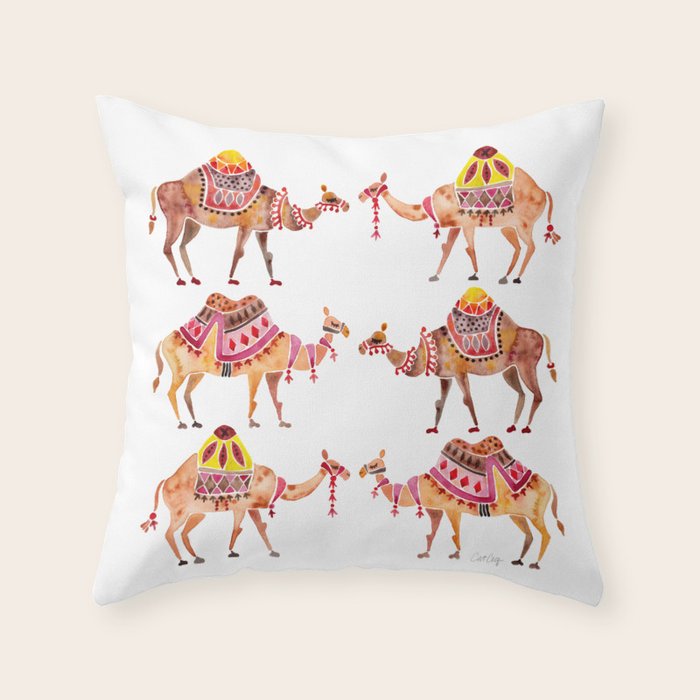 Camel Train Throw Pillow Gallery Image 1
