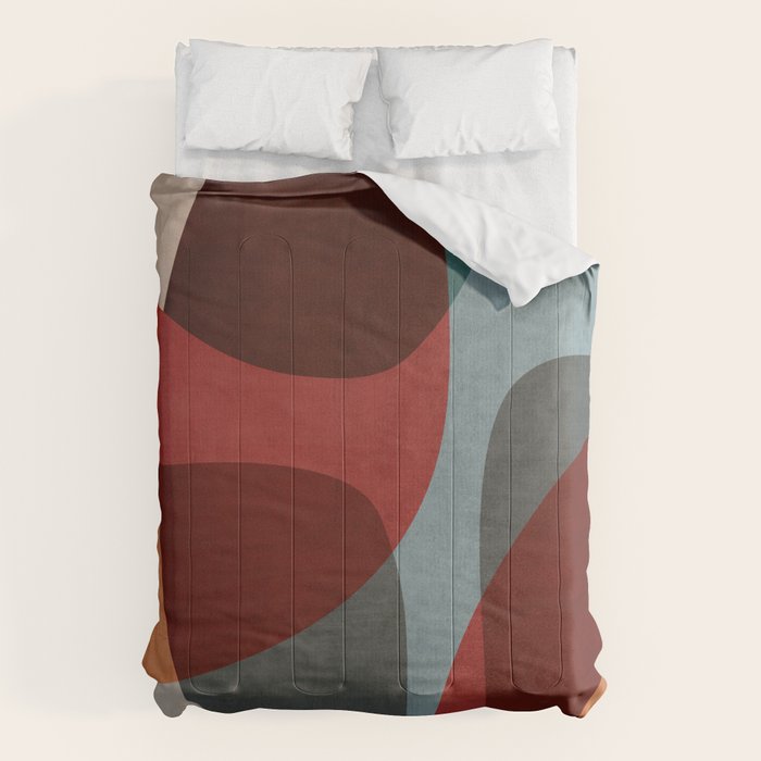 MCM Abstract Red Beige I Comforter Gallery Image 1