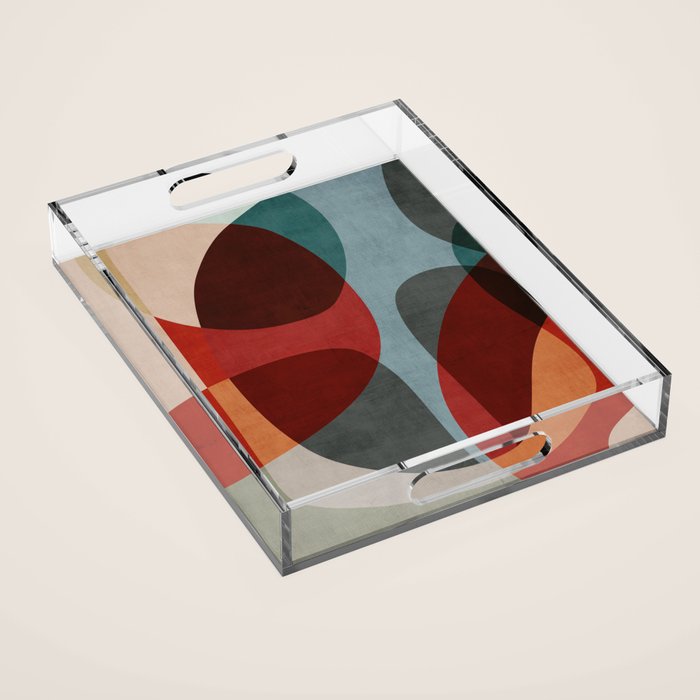 MCM Abstract Red Beige I Acrylic Tray Gallery Image 1