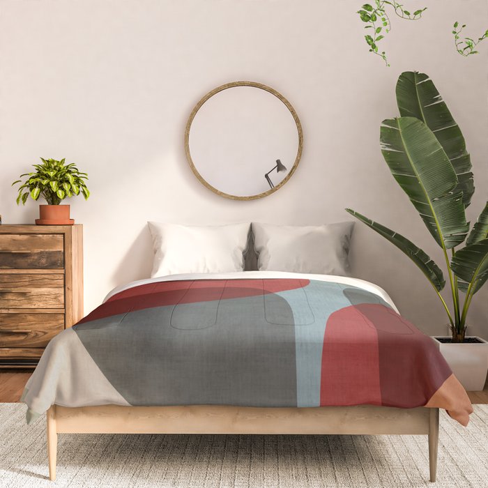 MCM Abstract Red Beige I Comforter Gallery Image 3