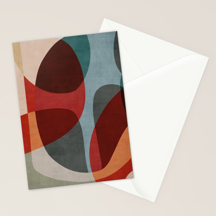 MCM Abstract Red Beige I Stationery Card Gallery Image 2