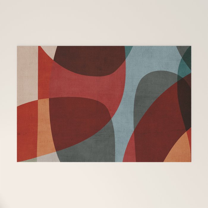 MCM Abstract Red Beige I Welcome Mat Gallery Image 1
