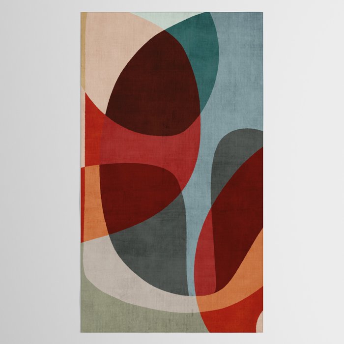 MCM Abstract Red Beige I Tablecloth Gallery Image 2