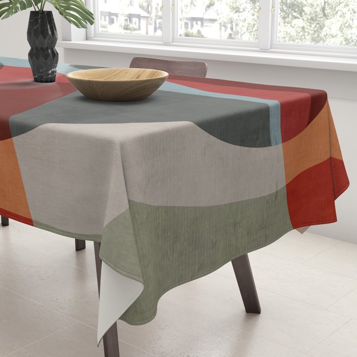 MCM Abstract Red Beige I Tablecloth Gallery Image 3
