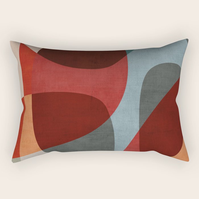 MCM Abstract Red Beige I Rectangular Pillow Gallery Image 1