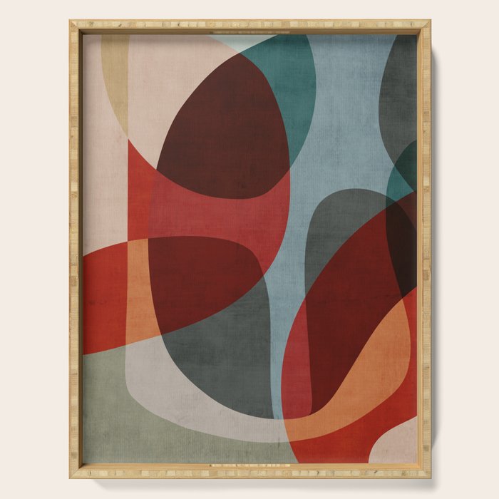 MCM Abstract Red Beige I Serving Tray Gallery Image 1
