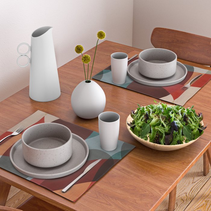 MCM Abstract Red Beige I Placemat Gallery Image 2
