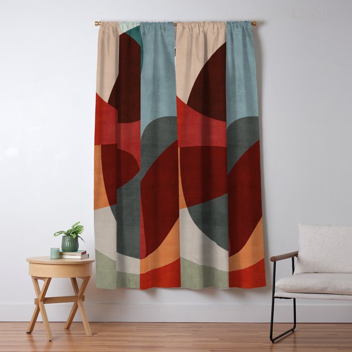 MCM Abstract Red Beige I Window Curtain Gallery Image 1