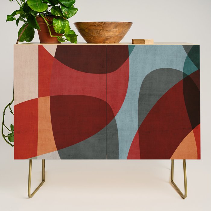 MCM Abstract Red Beige I Credenza Gallery Image 1
