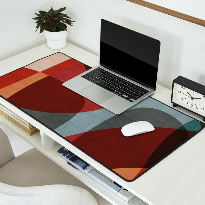 MCM Abstract Red Beige I Desk Mat Gallery Image 2