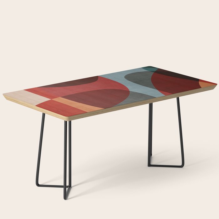 MCM Abstract Red Beige I Coffee Table Gallery Image 1