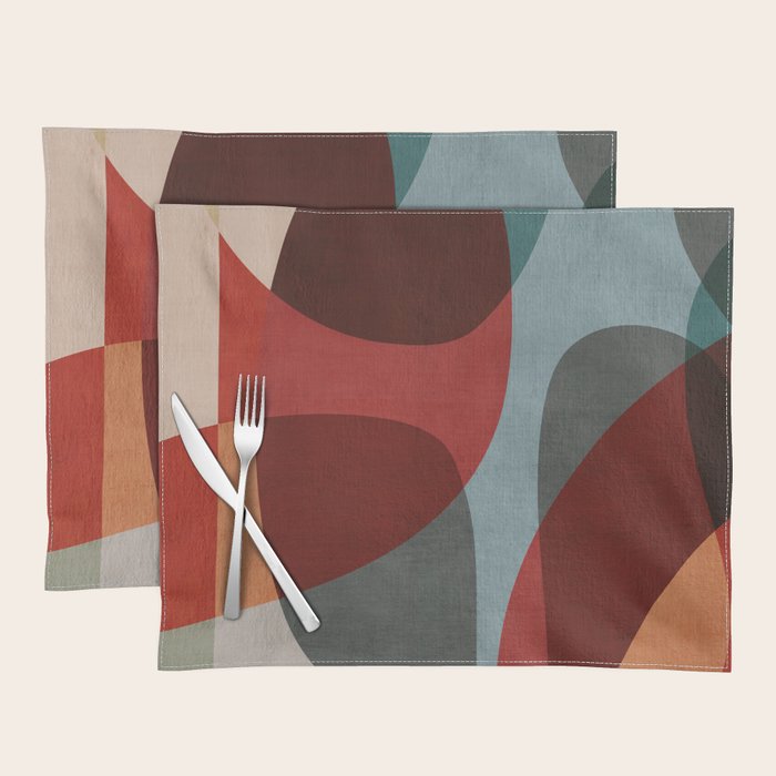 MCM Abstract Red Beige I Placemat Gallery Image 1