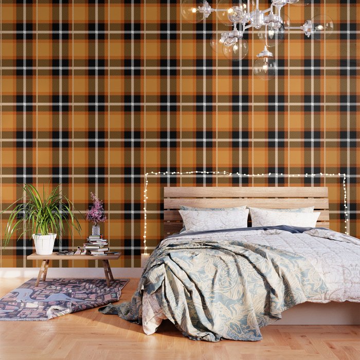 Orange + Black Plaid Wallpaper Gallery Image 1