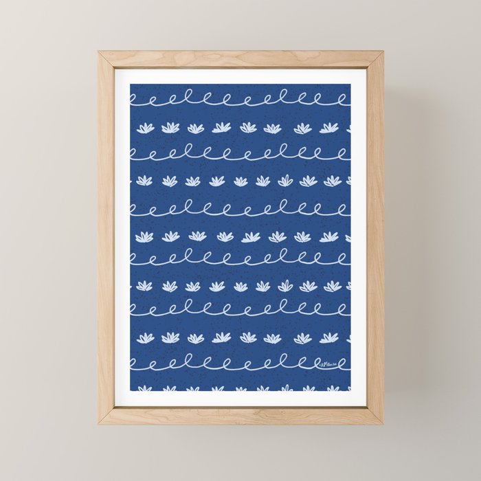 Abstract Cookie Pattern Doodle in Navy & Sky Blue Mini Art Print Gallery Image 1
