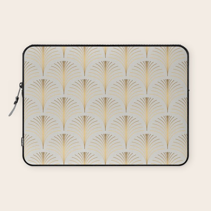 Golden Fan Leaf Art Deco Laptop Sleeve Gallery Image 1