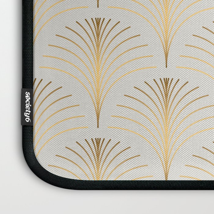 Golden Fan Leaf Art Deco Laptop Sleeve Gallery Image 3