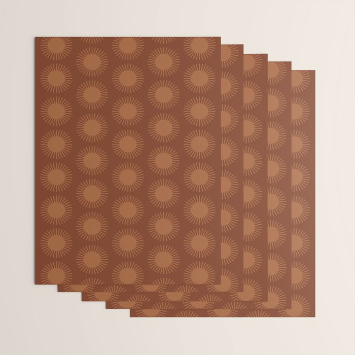 Boho Summer Sun Pattern IX Burnt Red and Orange Wrapping Paper Gallery Image 3