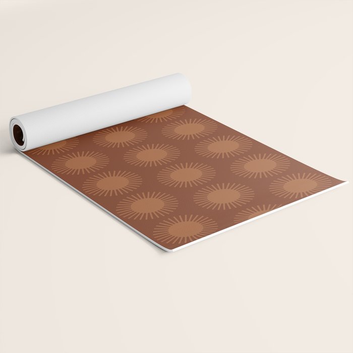 Boho Summer Sun Pattern IX Burnt Red and Orange Yoga Mat Gallery Image 2