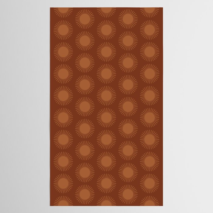 Boho Summer Sun Pattern IX Burnt Red and Orange Tablecloth Gallery Image 2