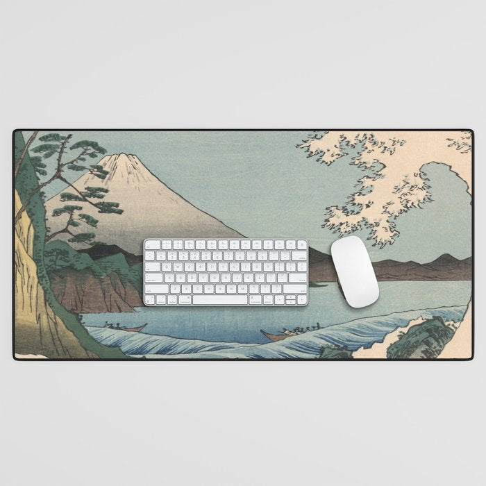 Utagawa Hiroshige - Sea Off Satta, Suruga Province - Vintage Japanese Woodblock Print Art, 1858. Desk Mat Gallery Image 1