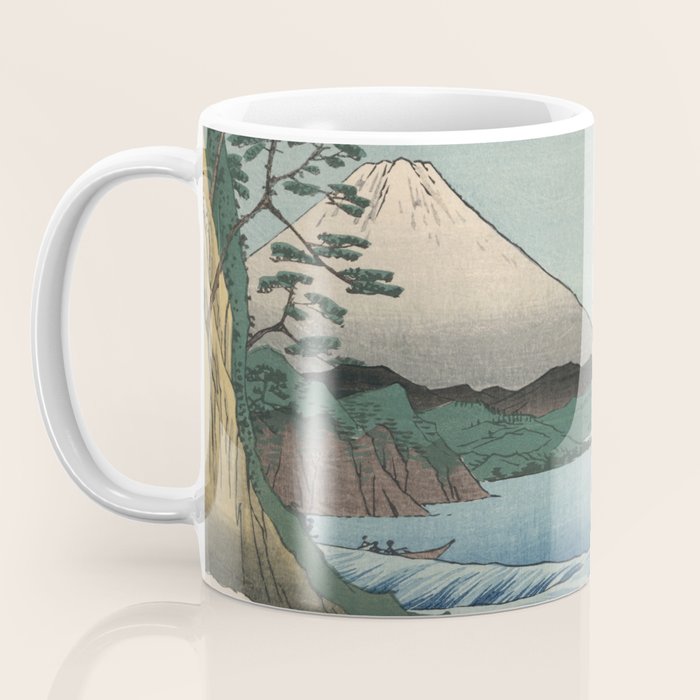 Utagawa Hiroshige - Sea Off Satta, Suruga Province - Vintage Japanese Woodblock Print Art, 1858. Coffee Mug Gallery Image 3