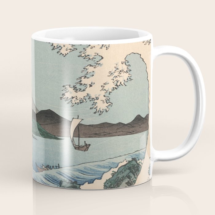 Utagawa Hiroshige - Sea Off Satta, Suruga Province - Vintage Japanese Woodblock Print Art, 1858. Coffee Mug Gallery Image 1