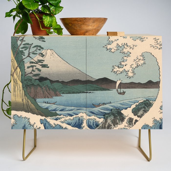 Utagawa Hiroshige - Sea Off Satta, Suruga Province - Vintage Japanese Woodblock Print Art, 1858. Credenza Gallery Image 1