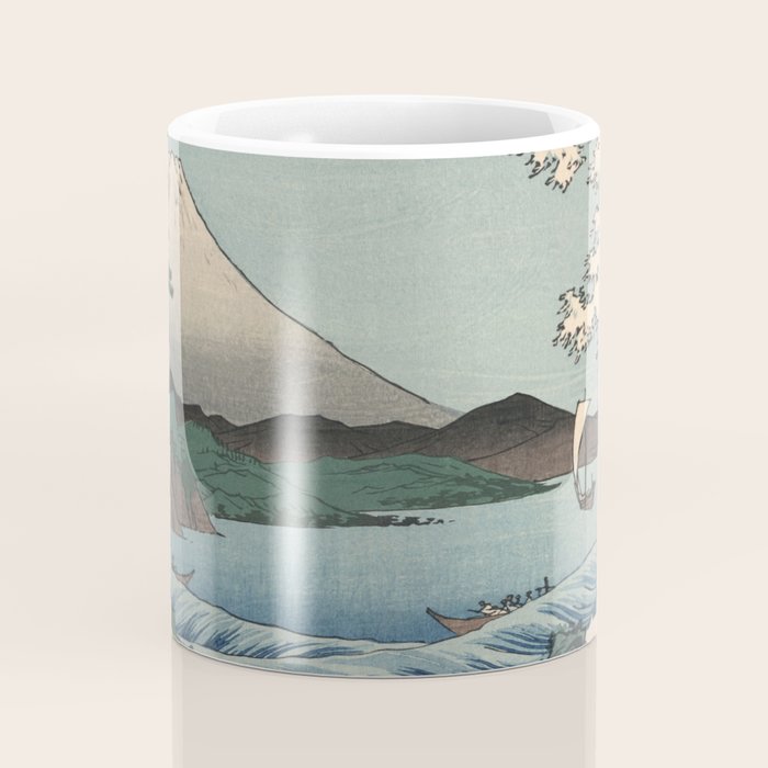 Utagawa Hiroshige - Sea Off Satta, Suruga Province - Vintage Japanese Woodblock Print Art, 1858. Coffee Mug Gallery Image 4