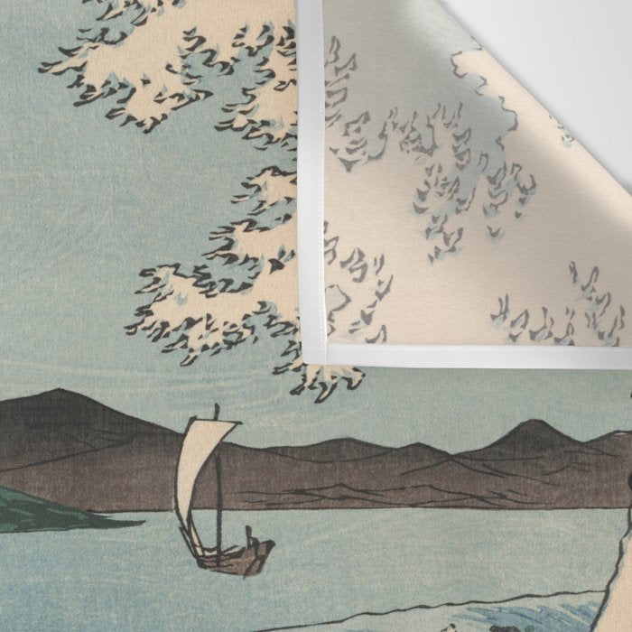 Utagawa Hiroshige - Sea Off Satta, Suruga Province - Vintage Japanese Woodblock Print Art, 1858. Wall Tapestry Gallery Image 3