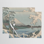 Utagawa Hiroshige - Sea Off Satta, Suruga Province - Vintage Japanese Woodblock Print Art, 1858. Placemat Gallery Image 1
