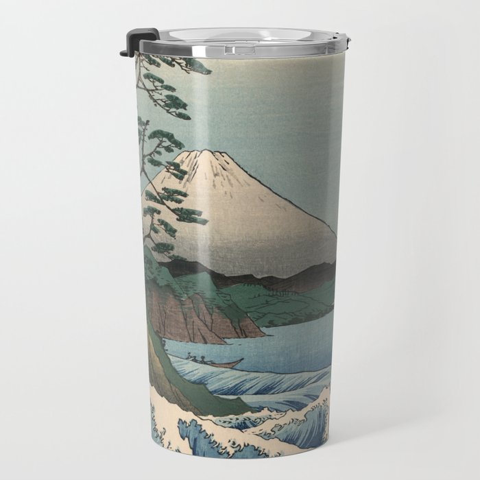 Utagawa Hiroshige - Sea Off Satta, Suruga Province - Vintage Japanese Woodblock Print Art, 1858. Travel Mug Gallery Image 3