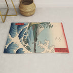 Utagawa Hiroshige - Sea Off Satta, Suruga Province - Vintage Japanese Woodblock Print Art, 1858. Rug Gallery Image 1