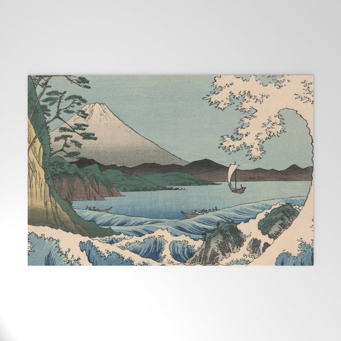 Utagawa Hiroshige - Sea Off Satta, Suruga Province - Vintage Japanese Woodblock Print Art, 1858. Welcome Mat Gallery Image 1