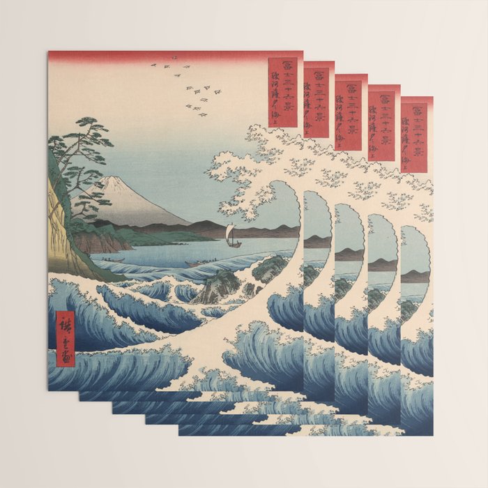 Utagawa Hiroshige - Sea Off Satta, Suruga Province - Vintage Japanese Woodblock Print Art, 1858. Wrapping Paper Gallery Image 3