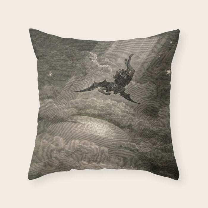 Gustave Doré - Fallen angel Throw Pillow Gallery Image 6