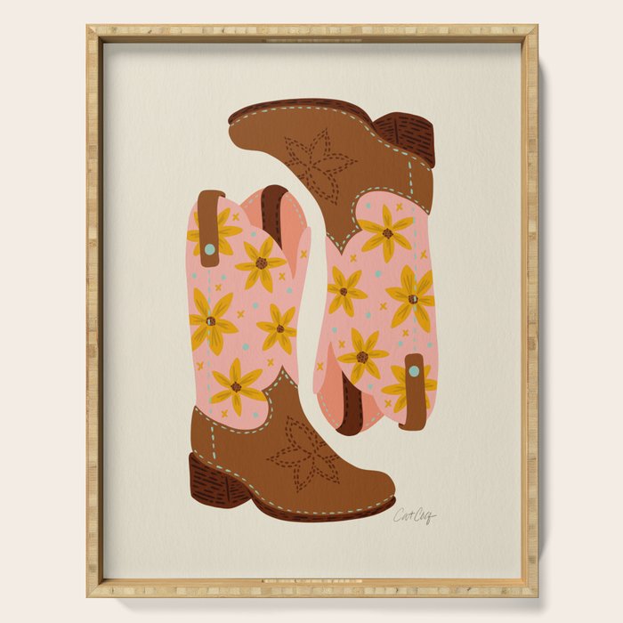 Cowgirl Boots â Blush & Mint Serving Tray Gallery Image 1