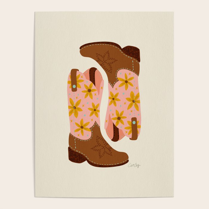 Cowgirl Boots â Blush & Mint Poster Gallery Image 1