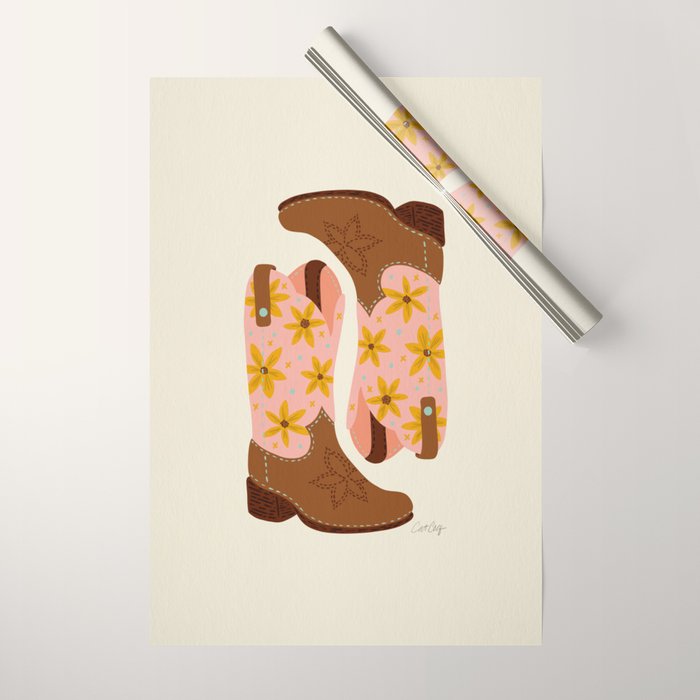Cowgirl Boots â Blush & Mint Wrapping Paper Gallery Image 1