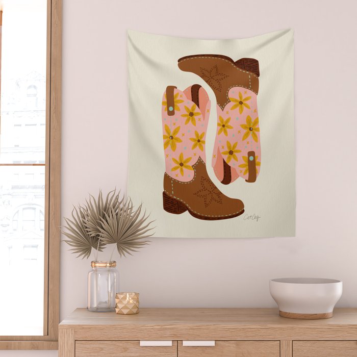 Cowgirl Boots â Blush & Mint Wall Tapestry Gallery Image 2