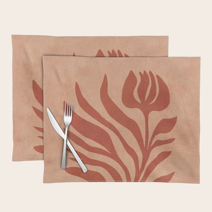 Maximalist wildflower in clay orange Placemat Gallery Image 1