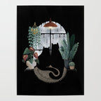 Rainy Day Cats on Black Poster Gallery Image 4