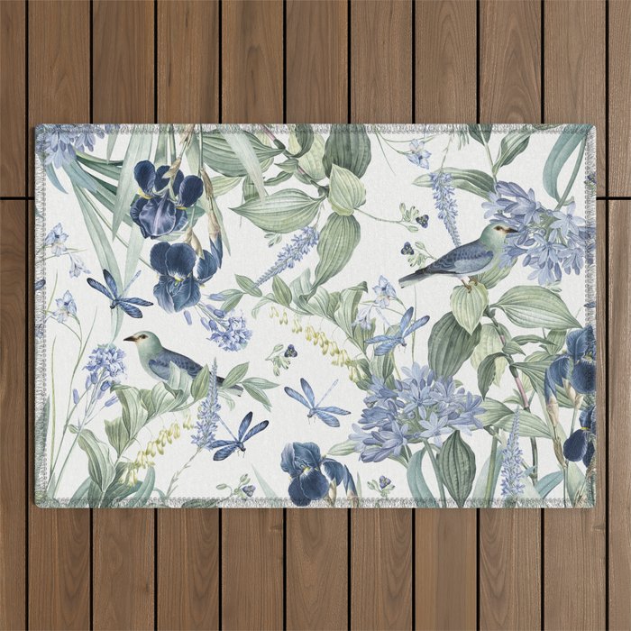 Beautiful Wildlife Garden Floral Outdoor Rug Gallery Image 1