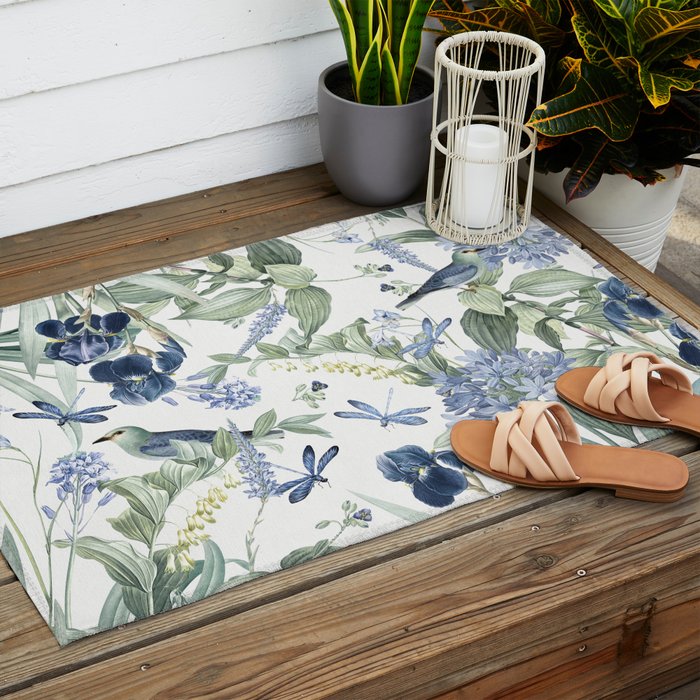 Beautiful Wildlife Garden Floral Outdoor Rug Gallery Image 2