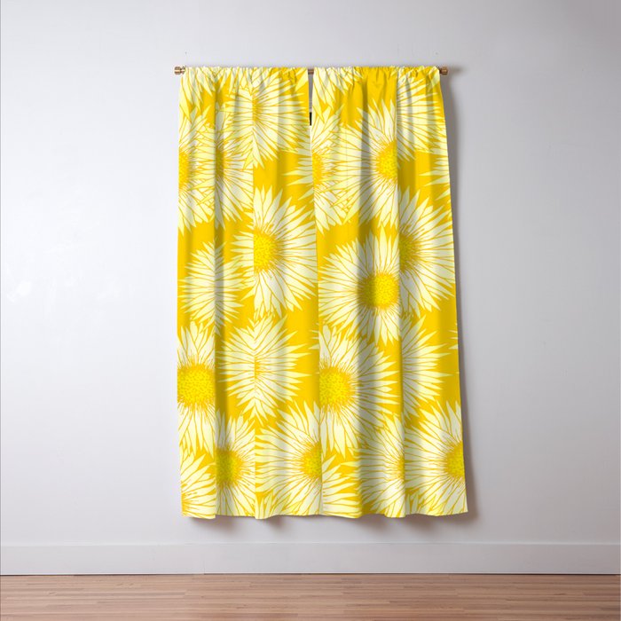 Yellow Sunflowers Floral Pattern Window Curtain Gallery Image 3