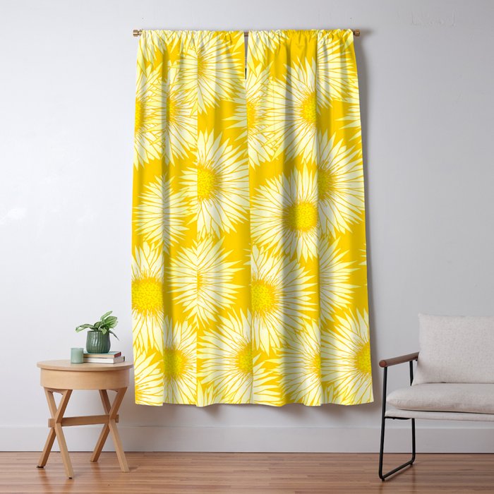 Yellow Sunflowers Floral Pattern Window Curtain Gallery Image 5